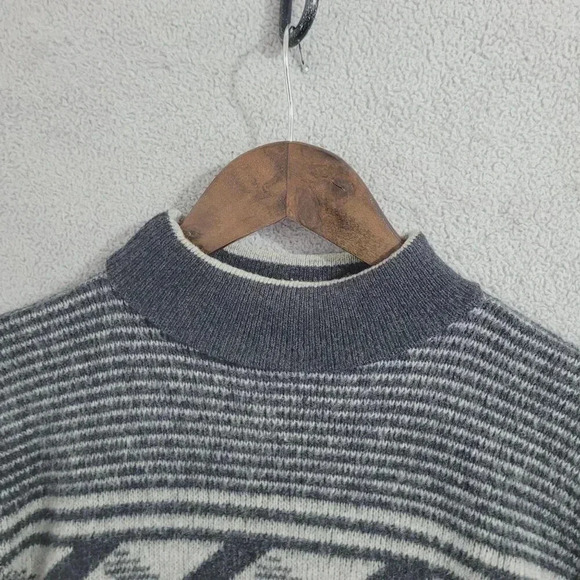 Vintage Jernat Gray Patterned Wool Blend Mock Sweater Women's Size M  4CT - Picture 6 of 7